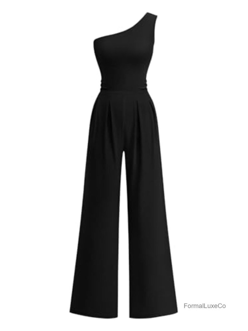 One Shoulder Wide Leg Jumpsuit Dressy Formal Romper Sleeveless